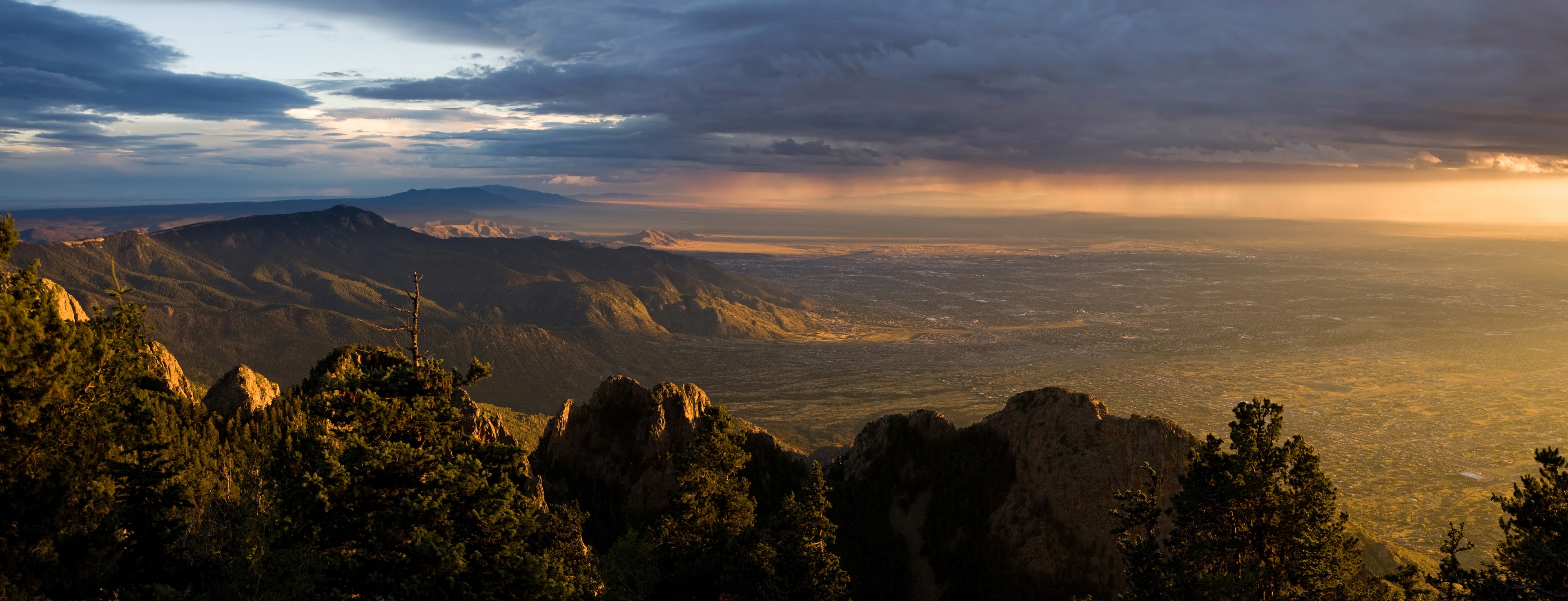 Sandia Mountains over the Albuquerque valley at sunset