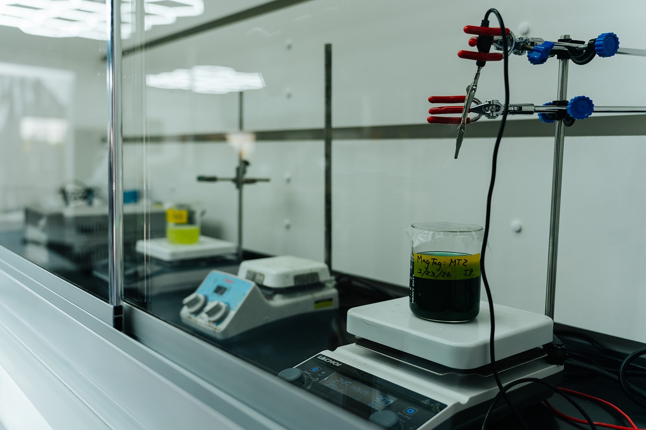 An electrochemistry setup in the VastVision fume hood